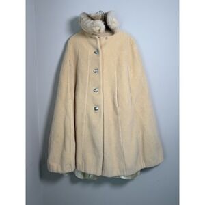Forstmann Youthcraft Faux Fur Collar Cape Elegant Vintage Style Beige One Size